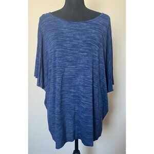 Terra & Sky Blue Flutter Sleeve Top Sz 14 – Heathered Soft Knit Plus Size Blouse